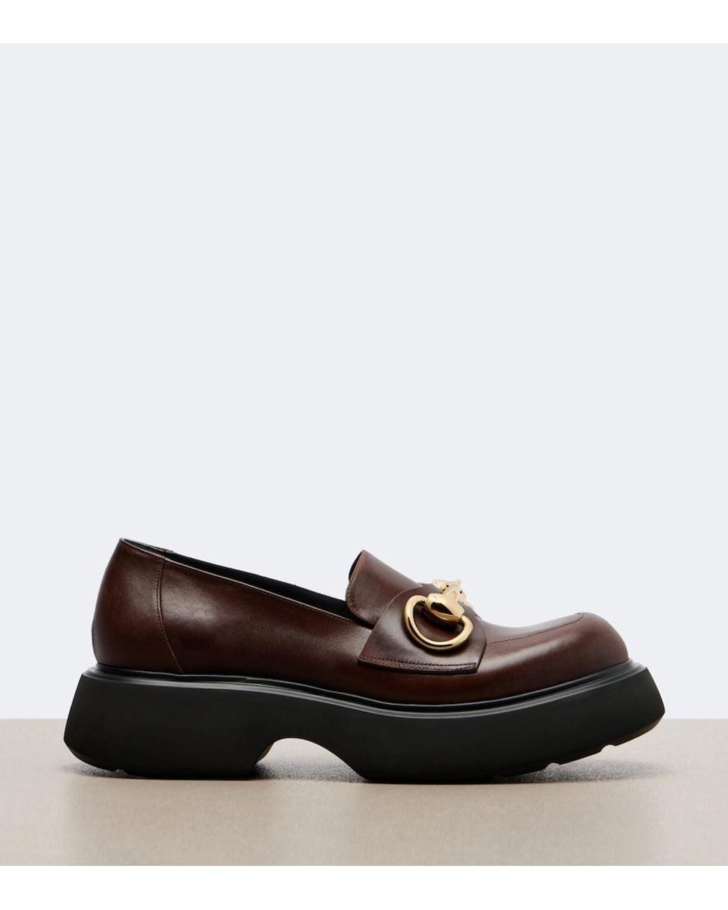 Gucci Brown Brittany Horsebit Leather Platform Loafers
