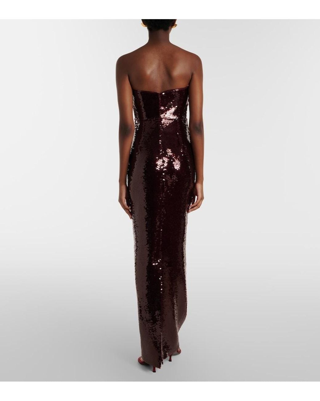 The New Arrivals Ilkyaz Ozel Purple Sisu Bow-Detail Sequined Bustier Gown
