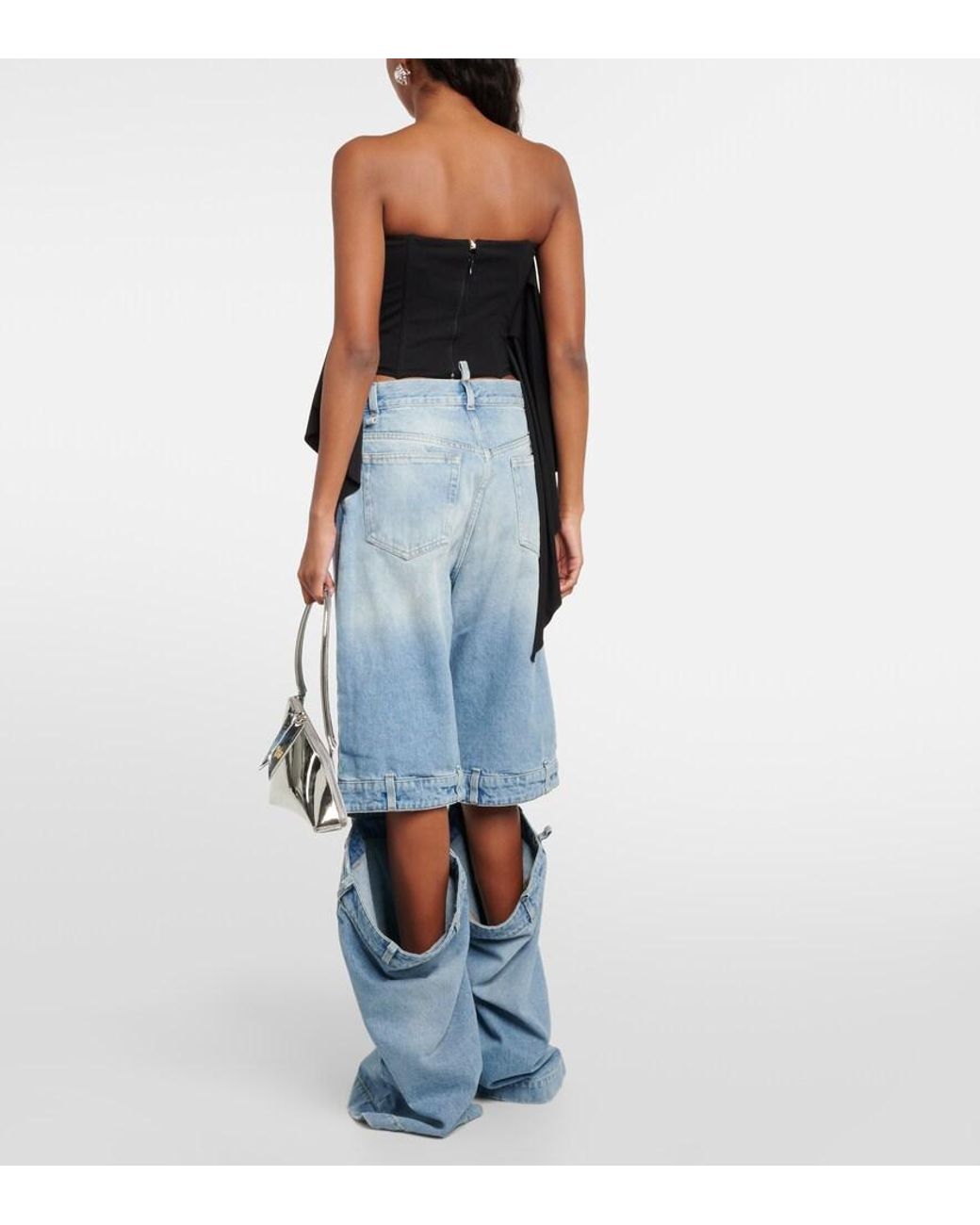 The Attico Black Embellished Off-Shoulder Top
