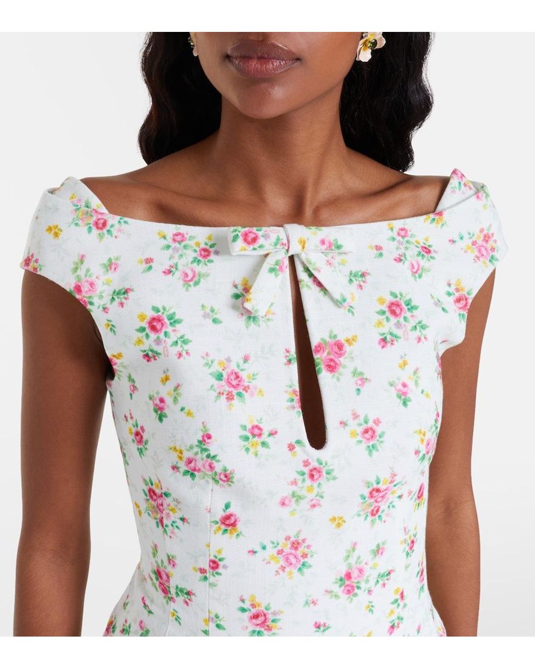 ShuShu/Tong White Bow-Detail Floral Top