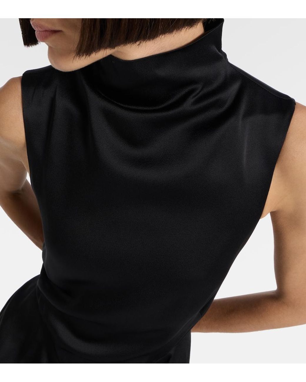Stella McCartney Black Draped Satin Gown