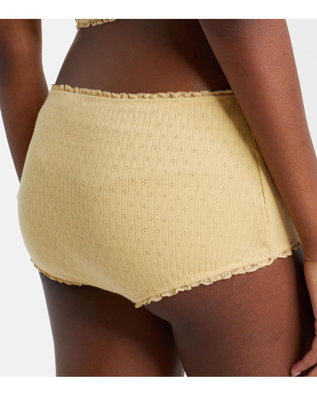 Miu Miu Natural Pointelle Cotton Micro Shorts