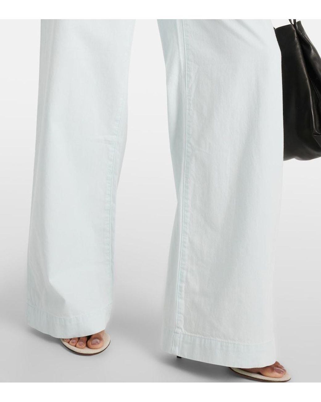 Vince Blue High-Rise Cotton Twill Wide-Leg Pants