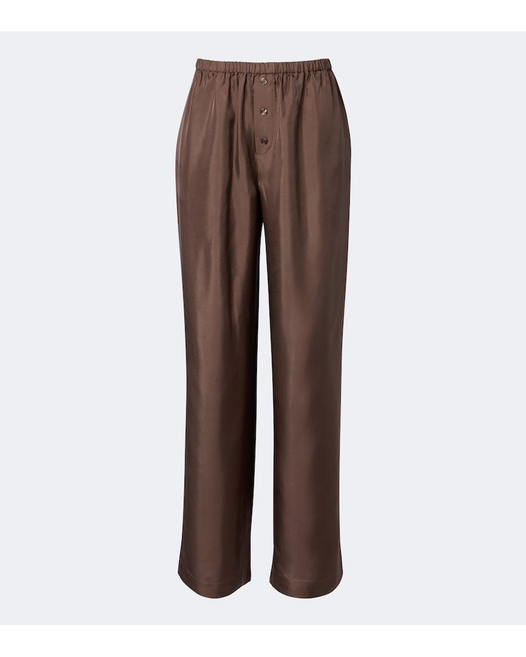Rohe Brown Silk Satin Wide-Leg Pants