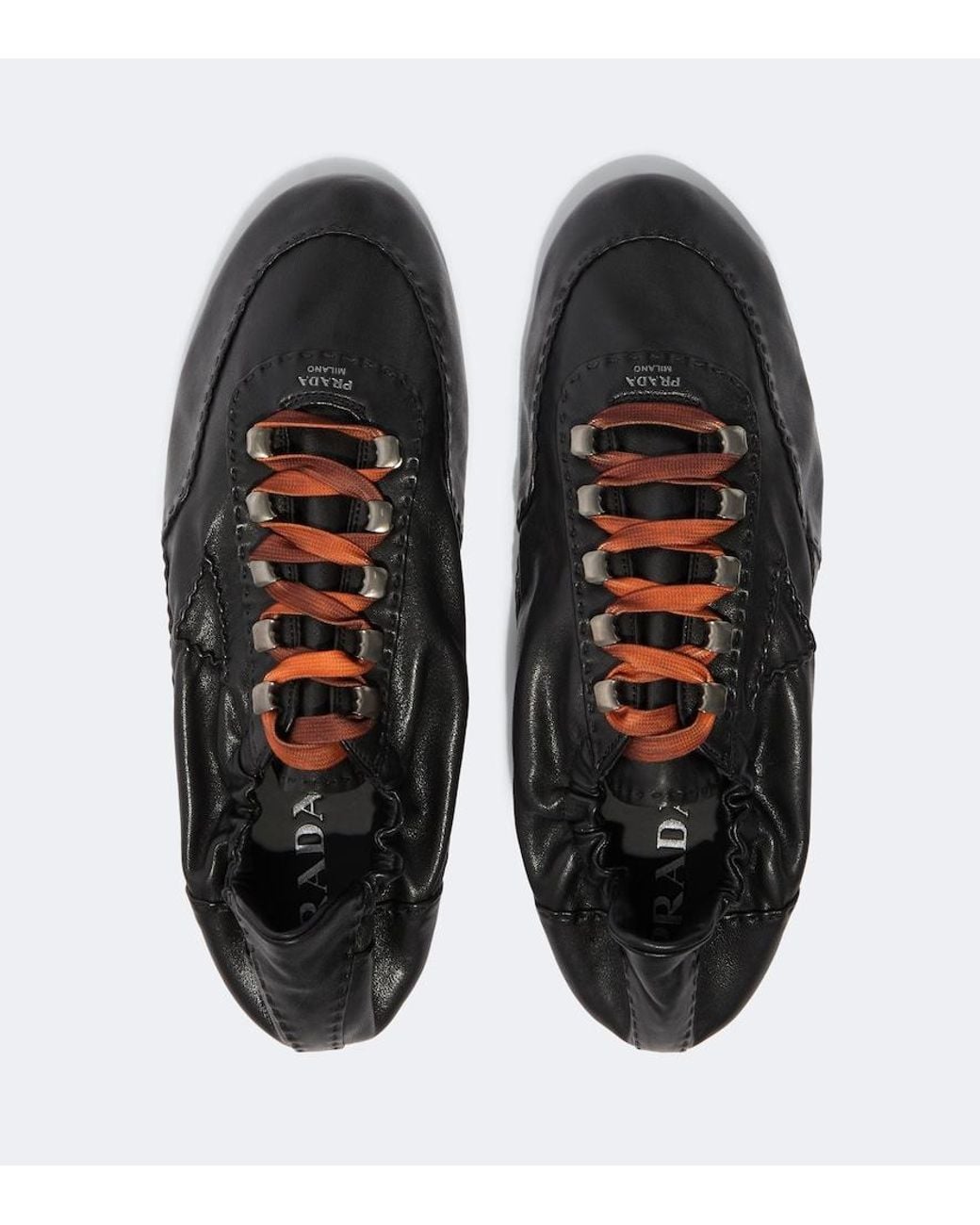 Prada Black Collapse Leather Sneakers for men
