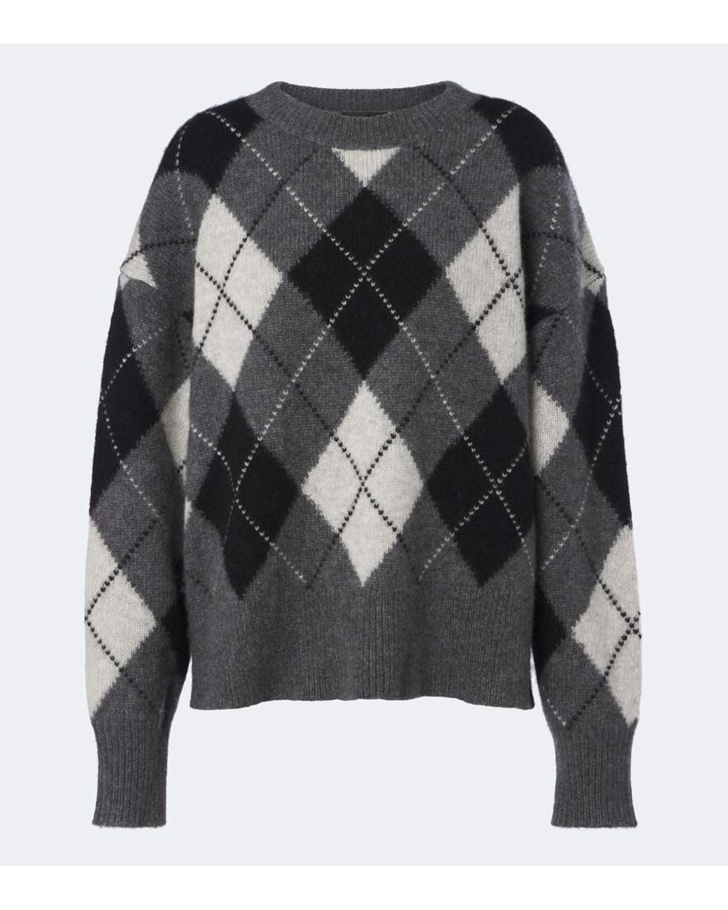 Nili Lotan Gray Donnika Argyle Cashmere And Silk Sweater