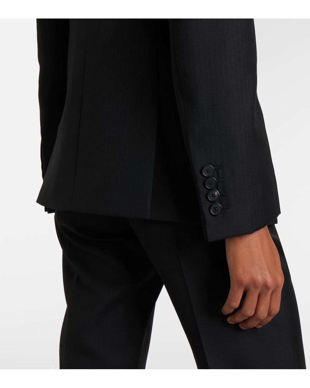 Givenchy Black Chalk Stripe Wool Blazer