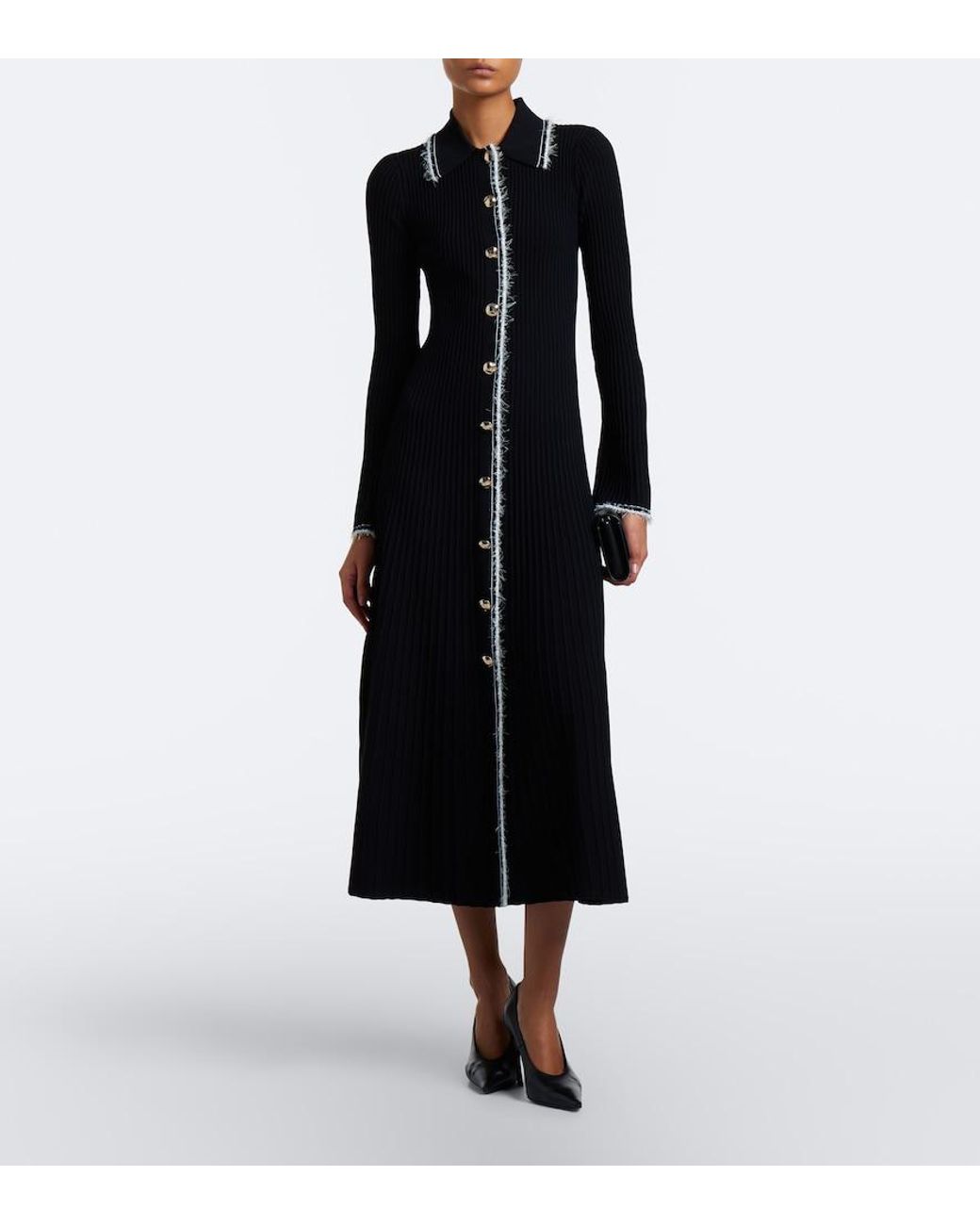 Jonathan Simkhai Black Ribbed-Knit Shirt Dress