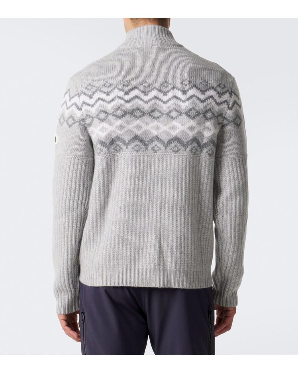 Bogner Gray Ludi Fair Isle Cashmere Half-Zip Sweater for men