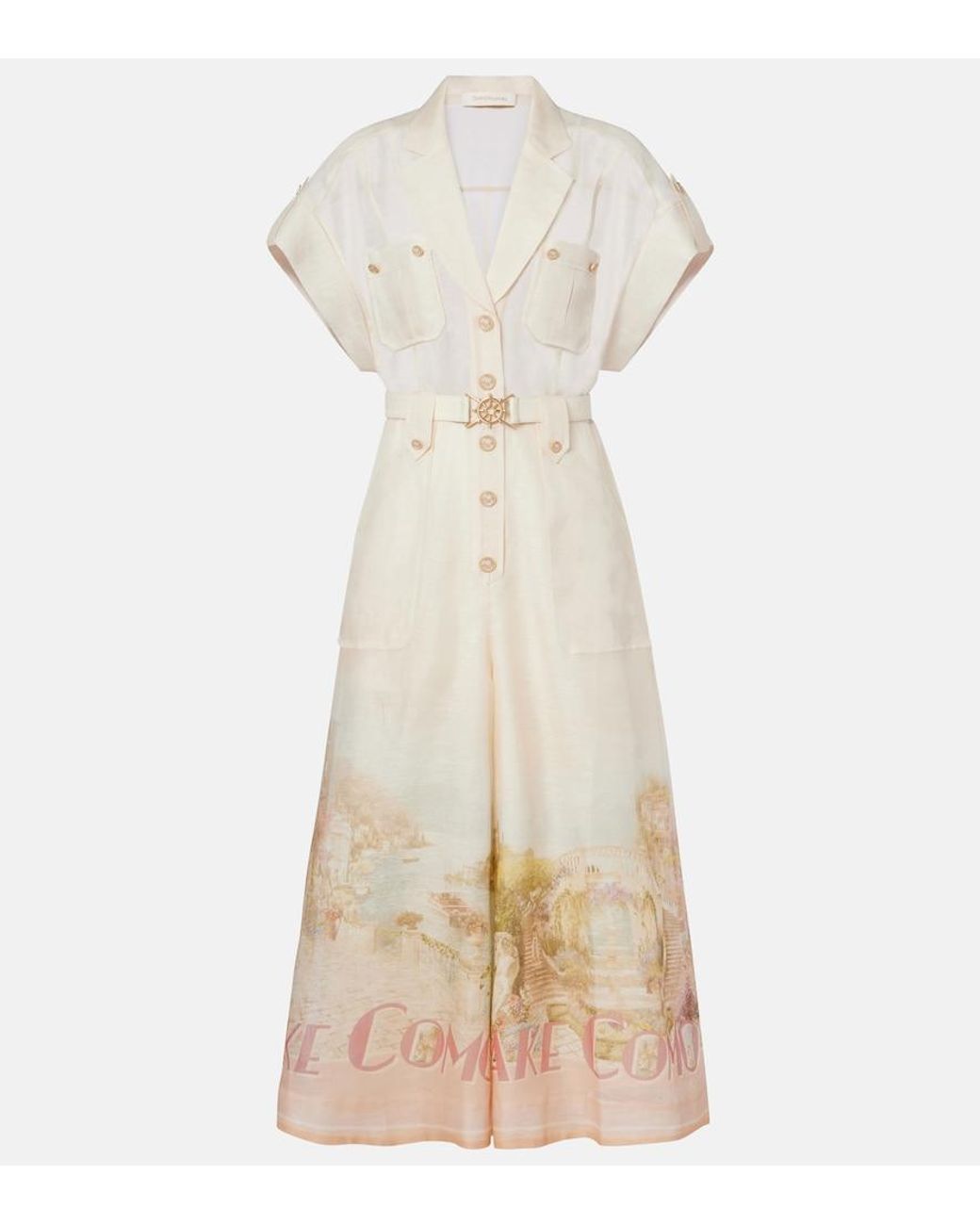 Zimmermann Natural Como Linen And Silk Jumpsuit