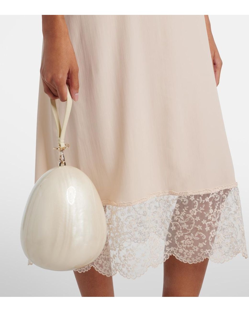 Simone Rocha White Egg Leather-Trimmed Clutch