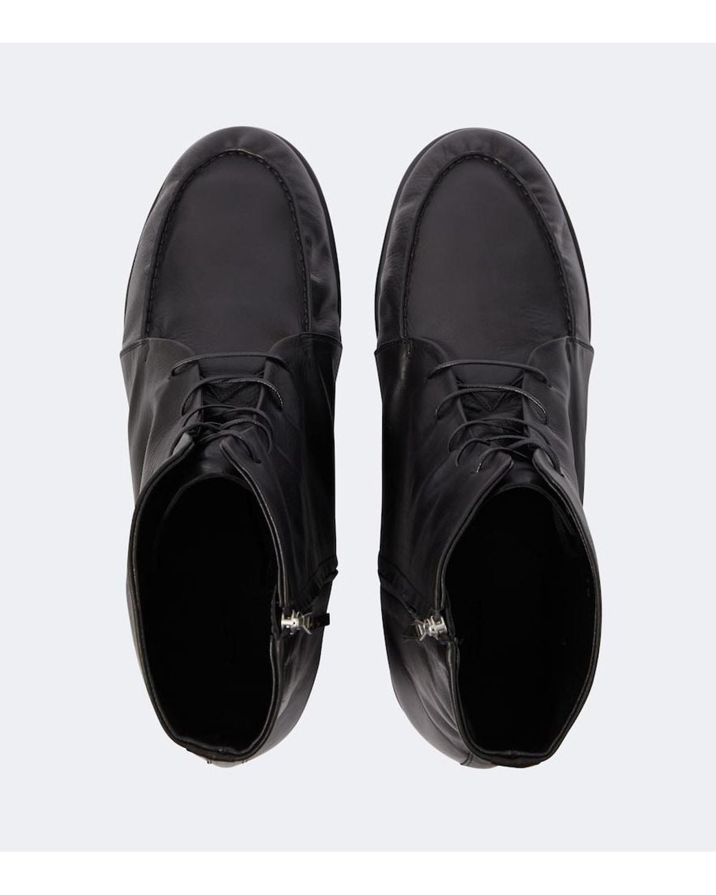 Auralee Black Leather Derby Boots for men