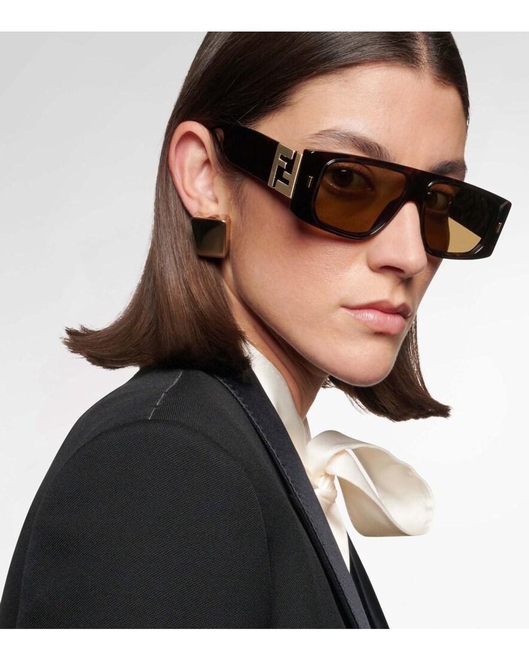 Fendi Brown Ff Squared Rectangular Sunglasses