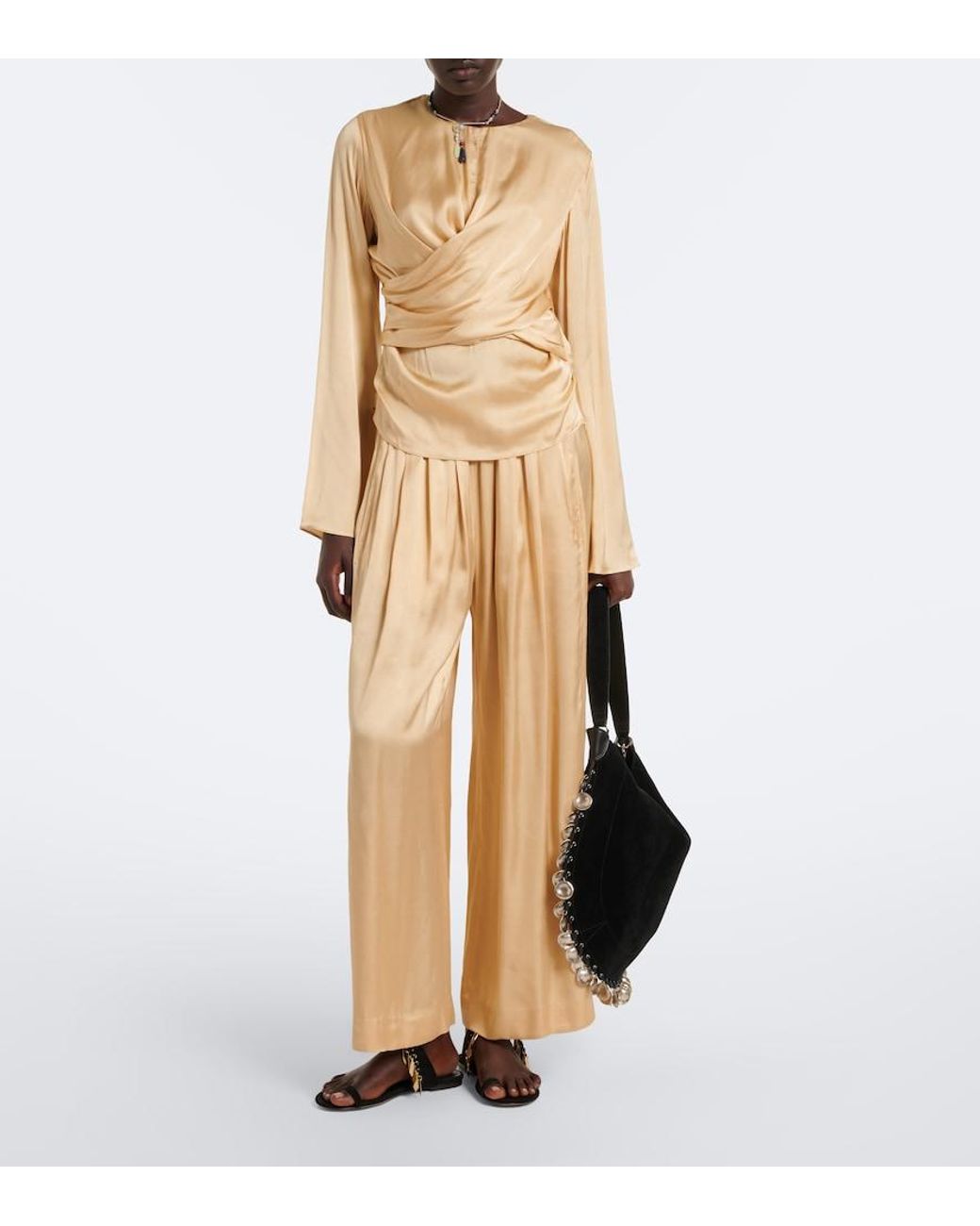 Isabel Marant Natural Neame Draped Satin Top