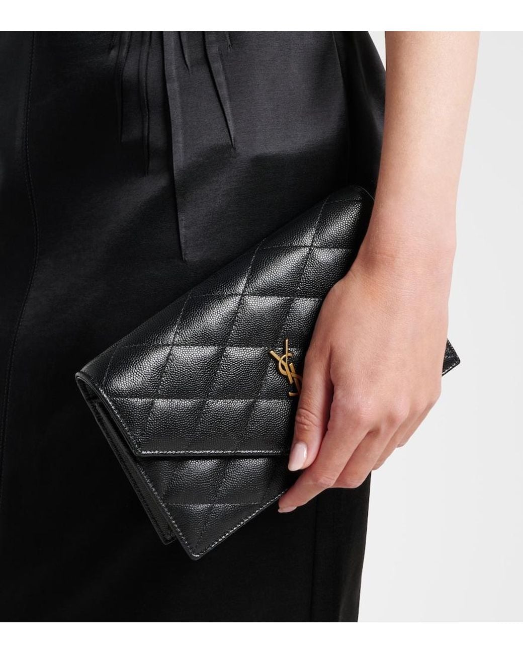 Saint Laurent Black Paris Leather Wallet On Chain
