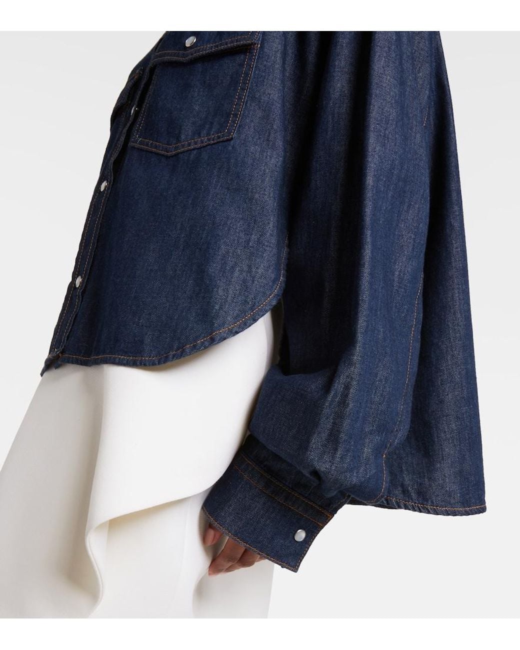 Khaite Blue Grenon Asymmetric Denim Shirt
