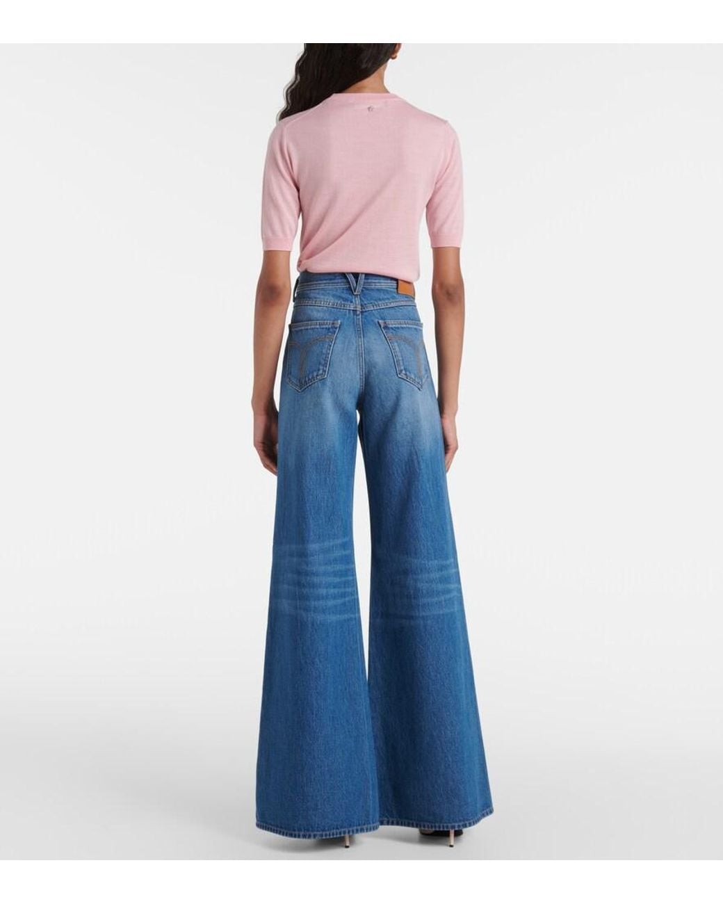 Versace Blue Medusa '95 High-Rise Flared Jeans