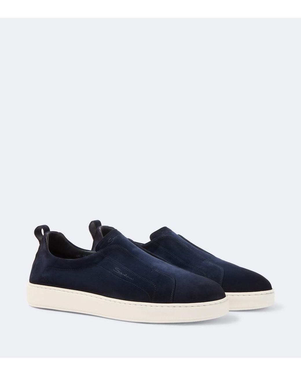 Santoni Blue Suede Slip-On Sneakers for men