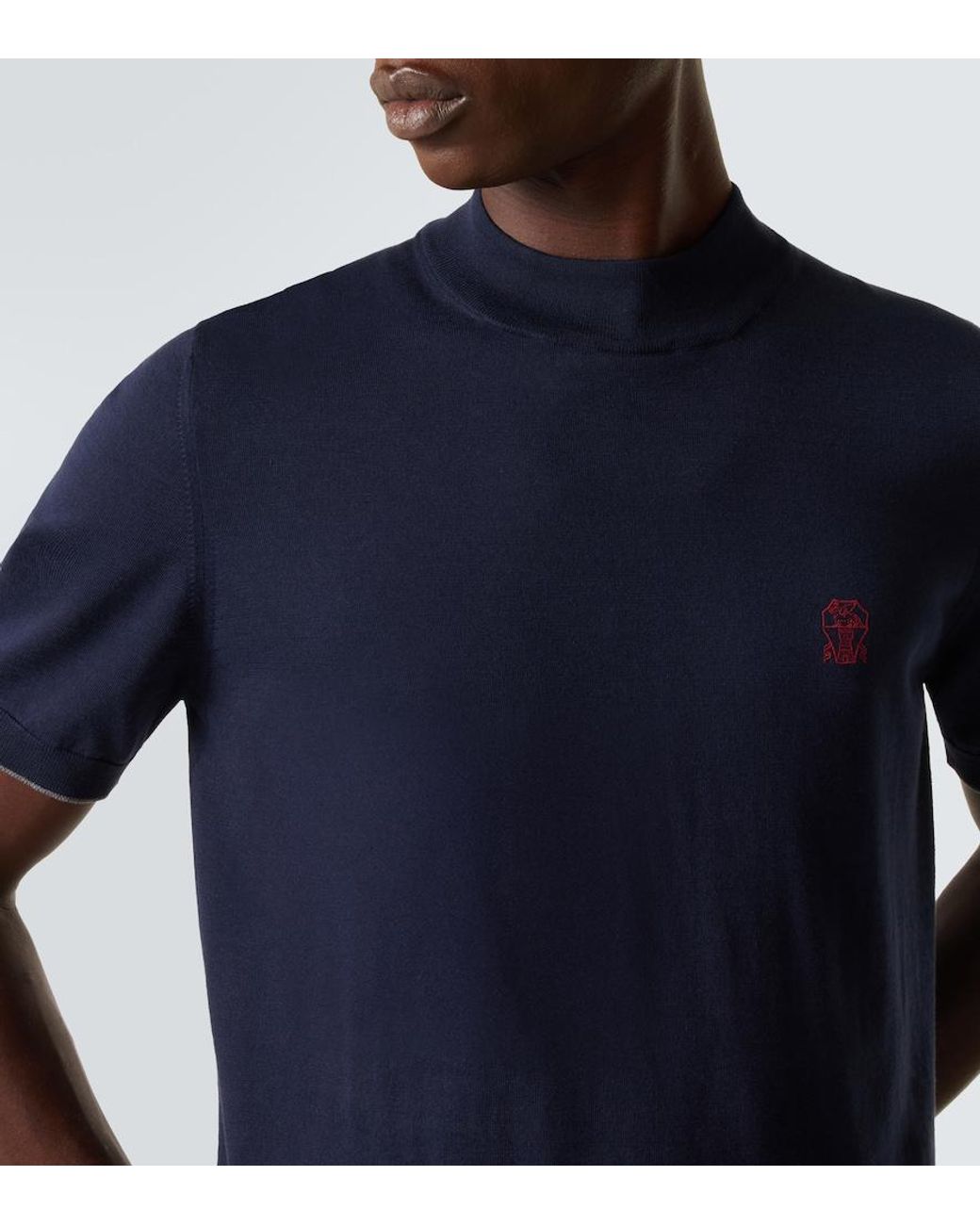 Brunello Cucinelli Blue Cotton Sweater for men