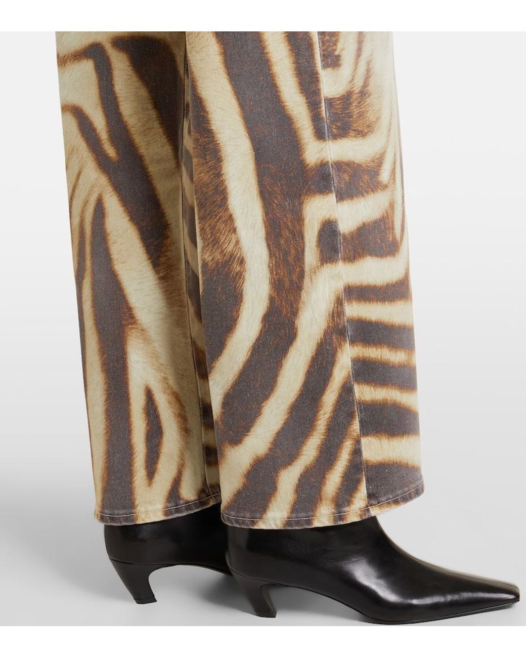 7 For All Mankind Natural Stovepipe Zebra-Print Straight Jeans