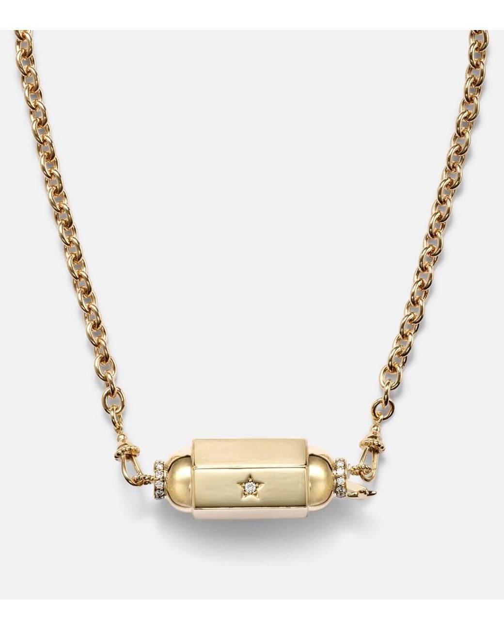 Marie Lichtenberg Metallic Jumbo 18Kt Pendant Necklace With Diamonds
