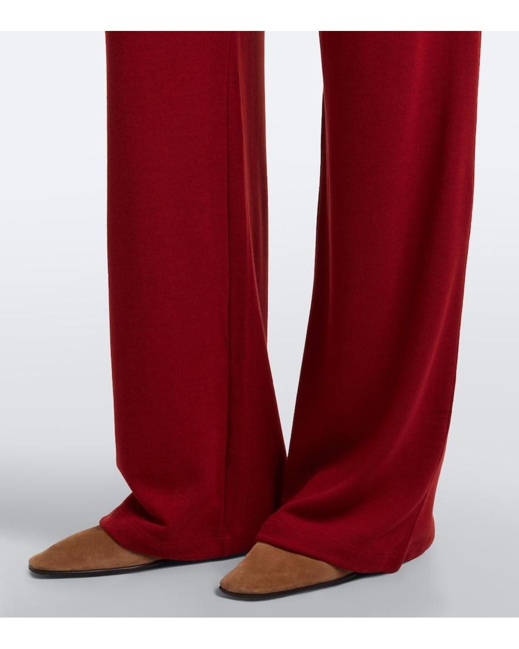 Leset Red Lauren Jersey Wide-Leg Pants