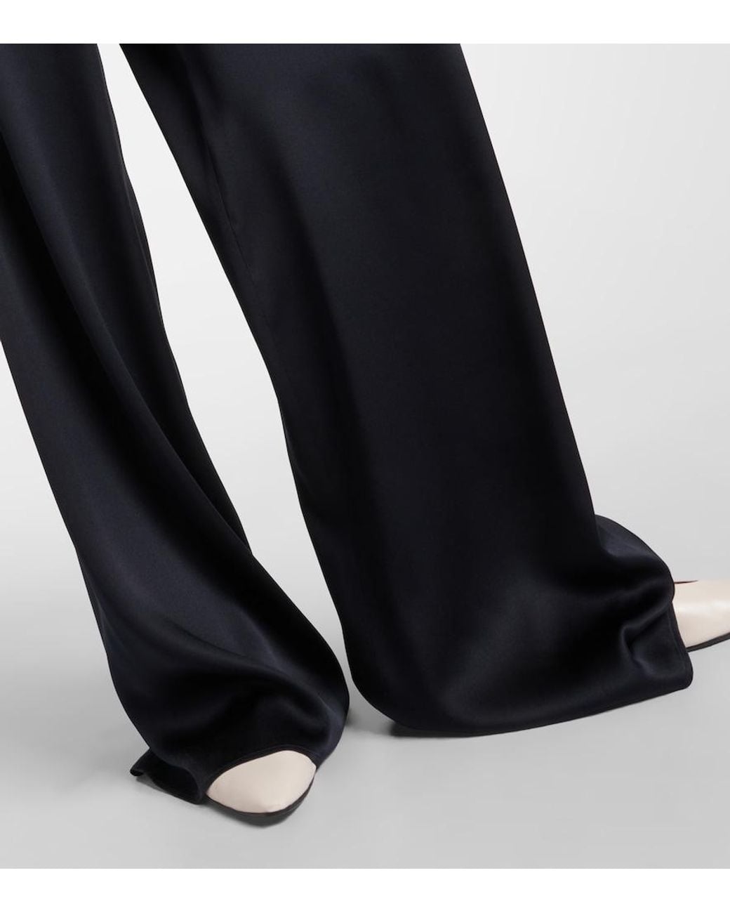 Loro Piana Blue Dresden Silk Satin Wide-Leg Pants