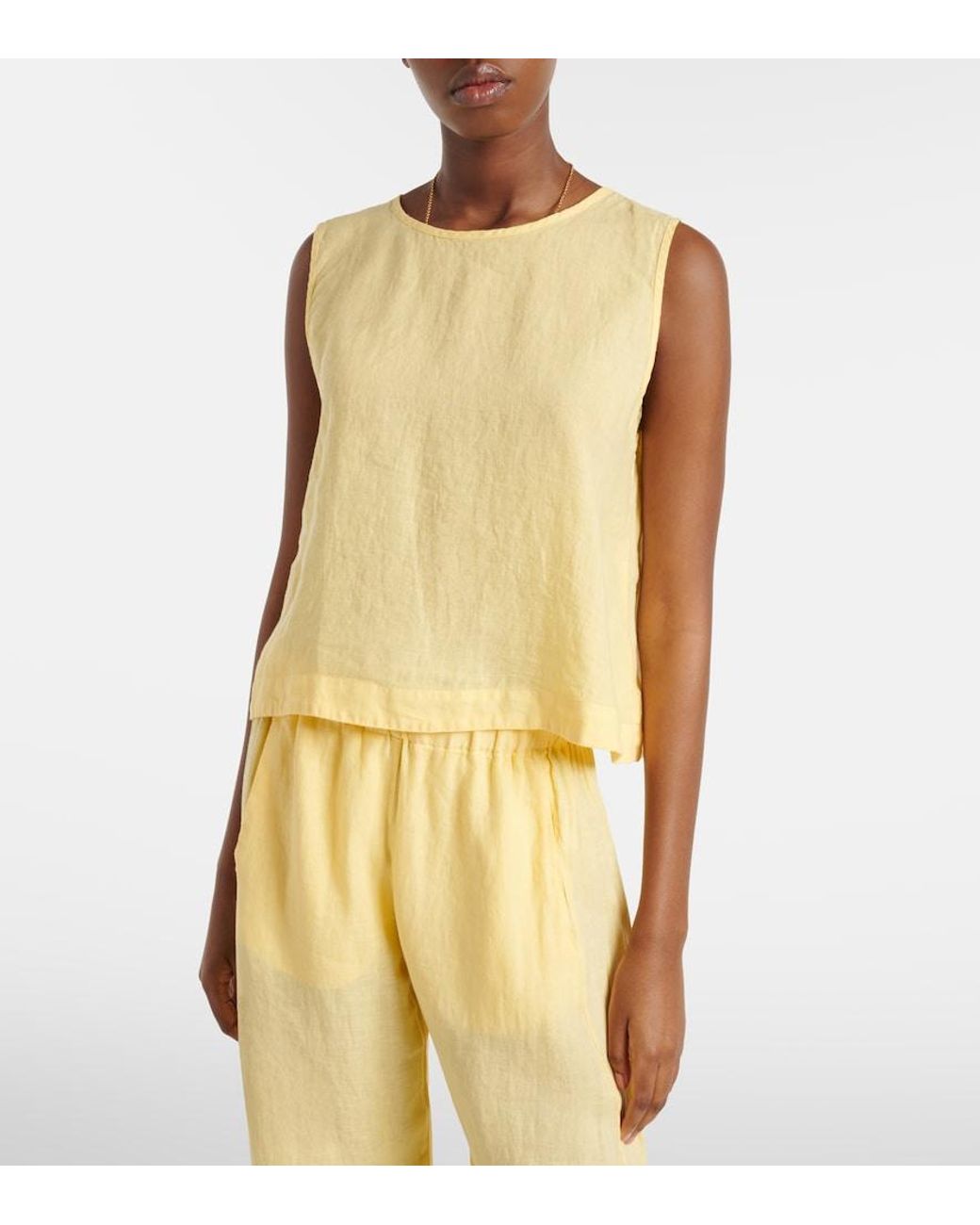 Velvet Yellow Maxine Linen Top
