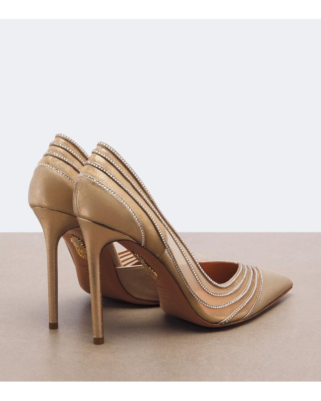 Aquazzura Natural Dream Girl Embellished Leather Pumps