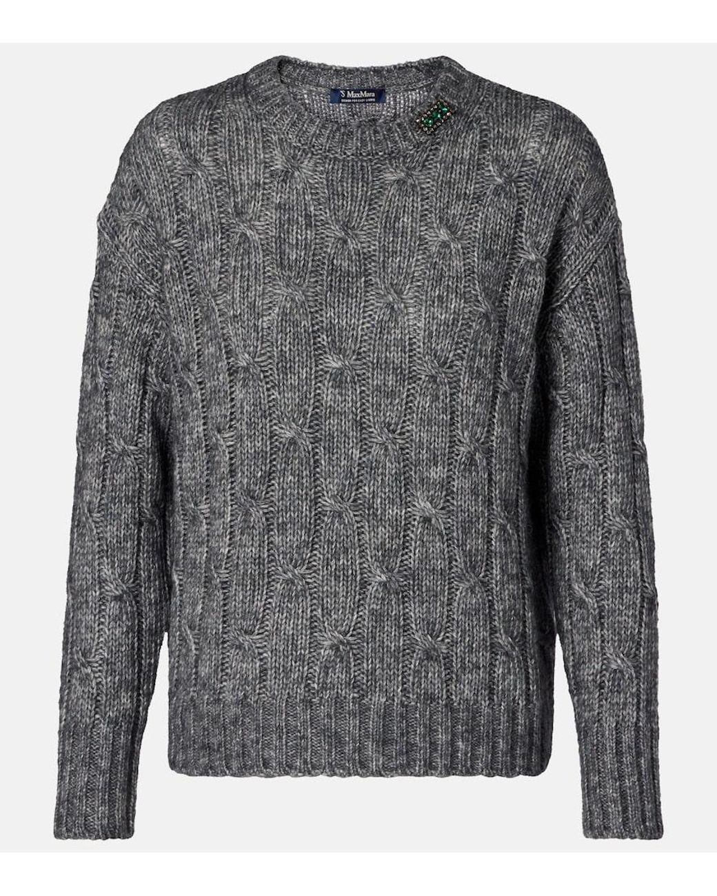 Max Mara Gray Cotton, Alpaca, And Wool Sweater