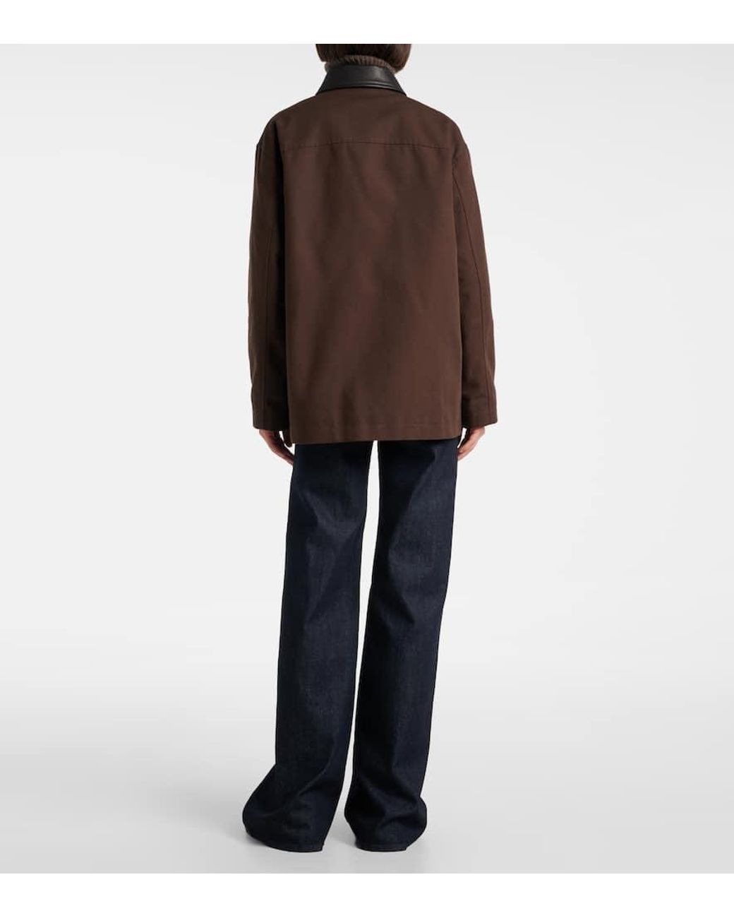 Nili Lotan Brown Leather-Trimmed Cotton Jacket