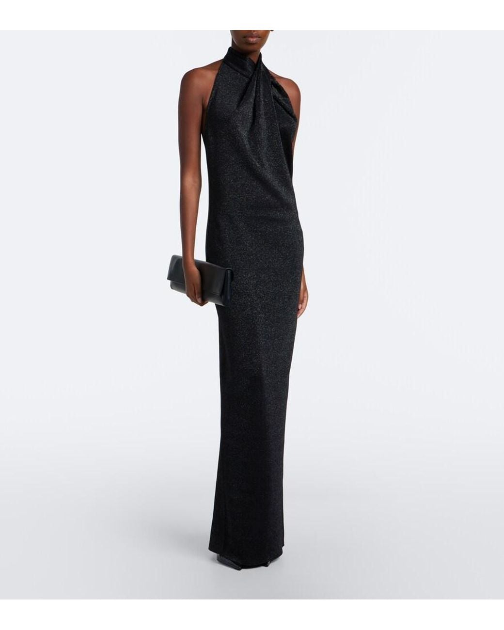 Balmain Black Lame Gown