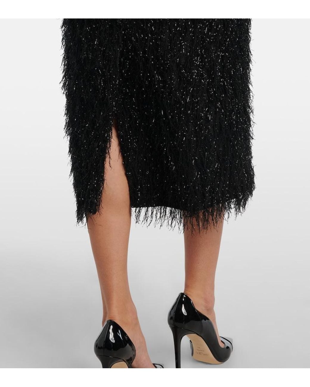 Erdem Black Lurex Fil Coupe Midi Dress