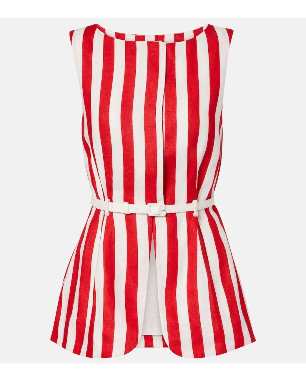 Posse Red Pamela Belted Striped Linen Vest