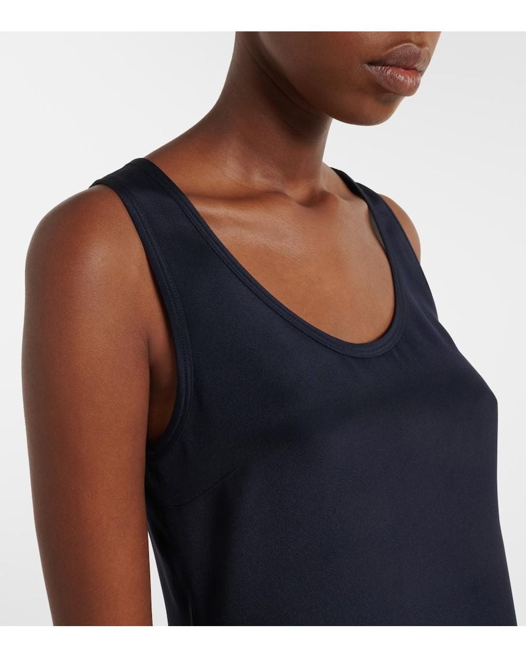 Max Mara Blue Silk Crepe De Chine Tank Top