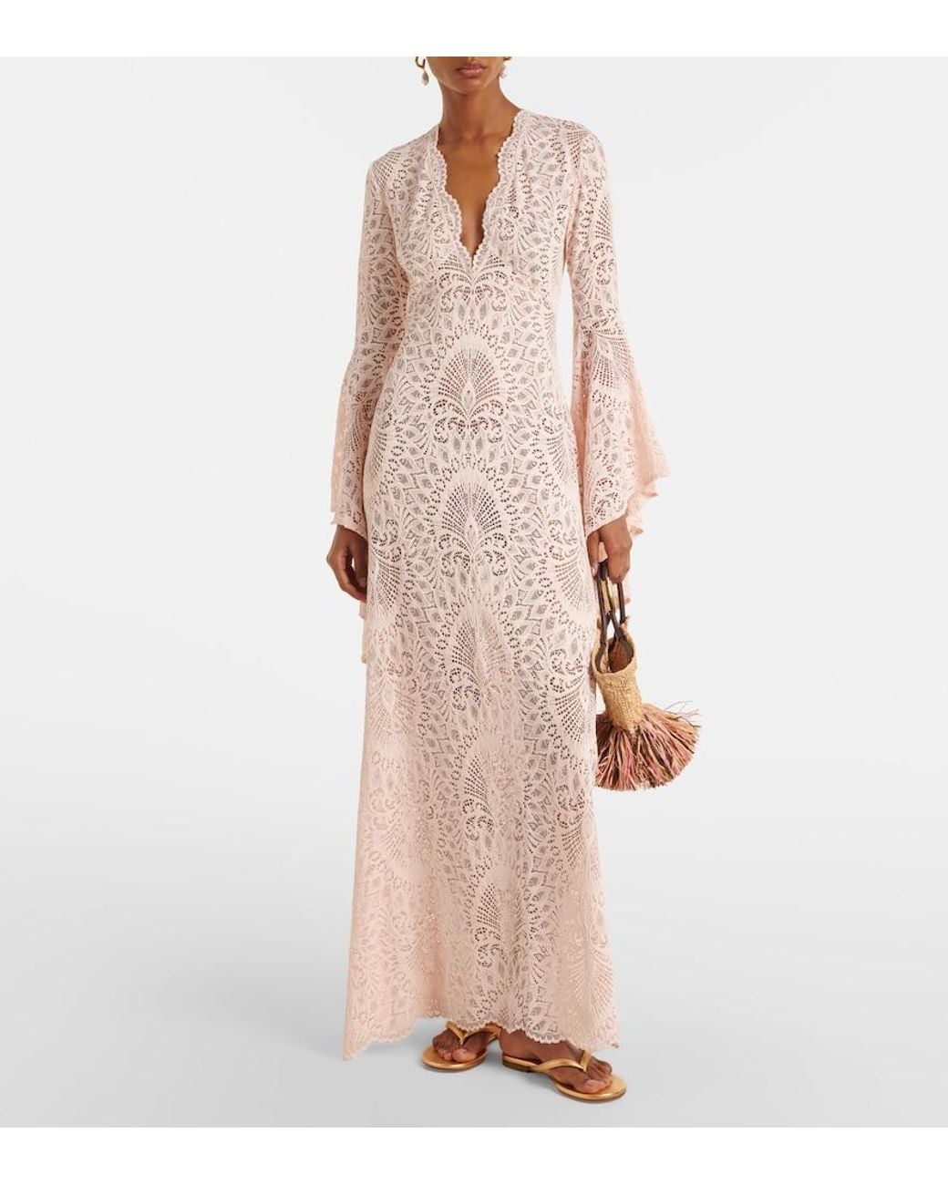 Alexandra Miro Pink Amara Lace Maxi Dress