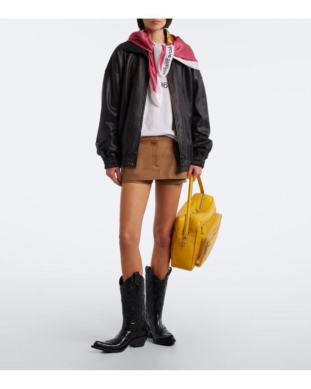 Acne Yellow Camero Camera Leather Shoulder Bag