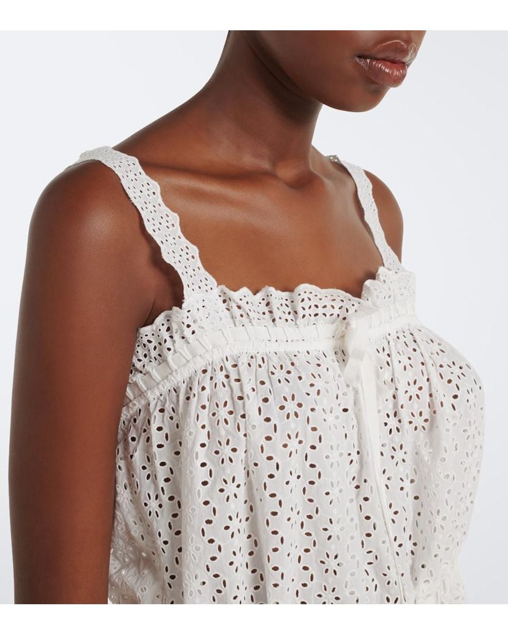 Ulla Johnson White Isola Broderie Anglaise Cotton Top