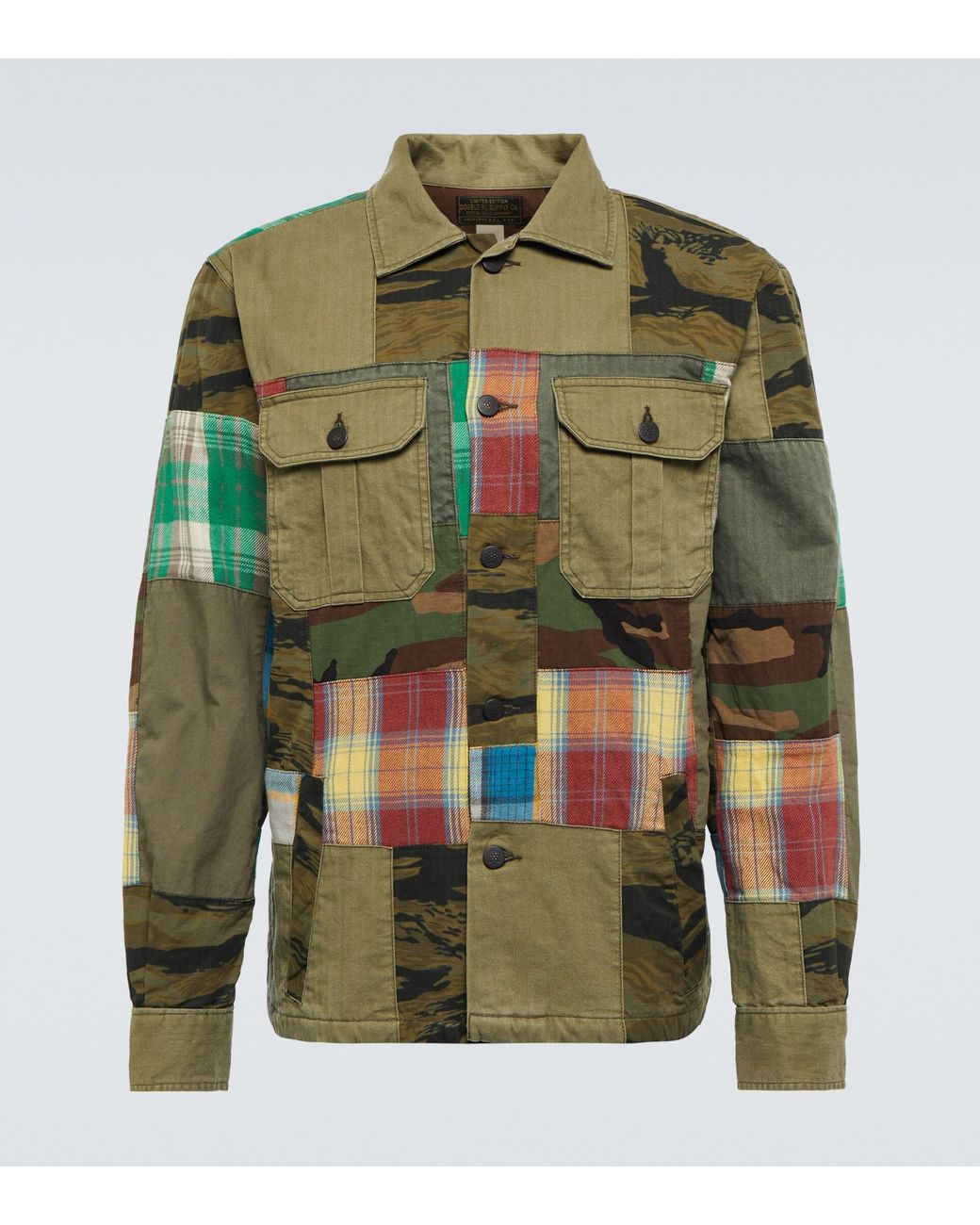 RRL Men's Green Limited Edition Patchwork Shirt Jacket