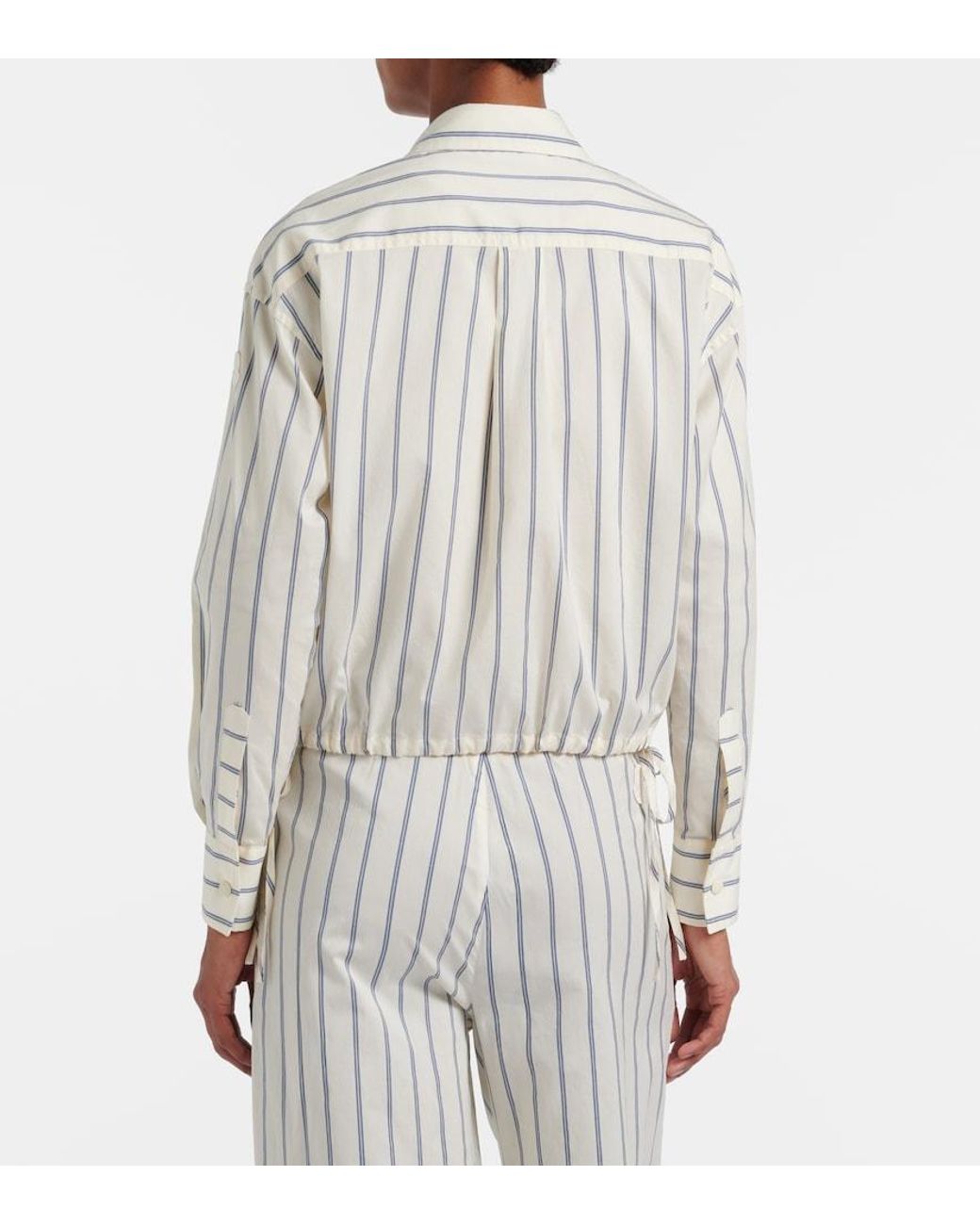 Moncler White Striped Cotton And Silk Shirt