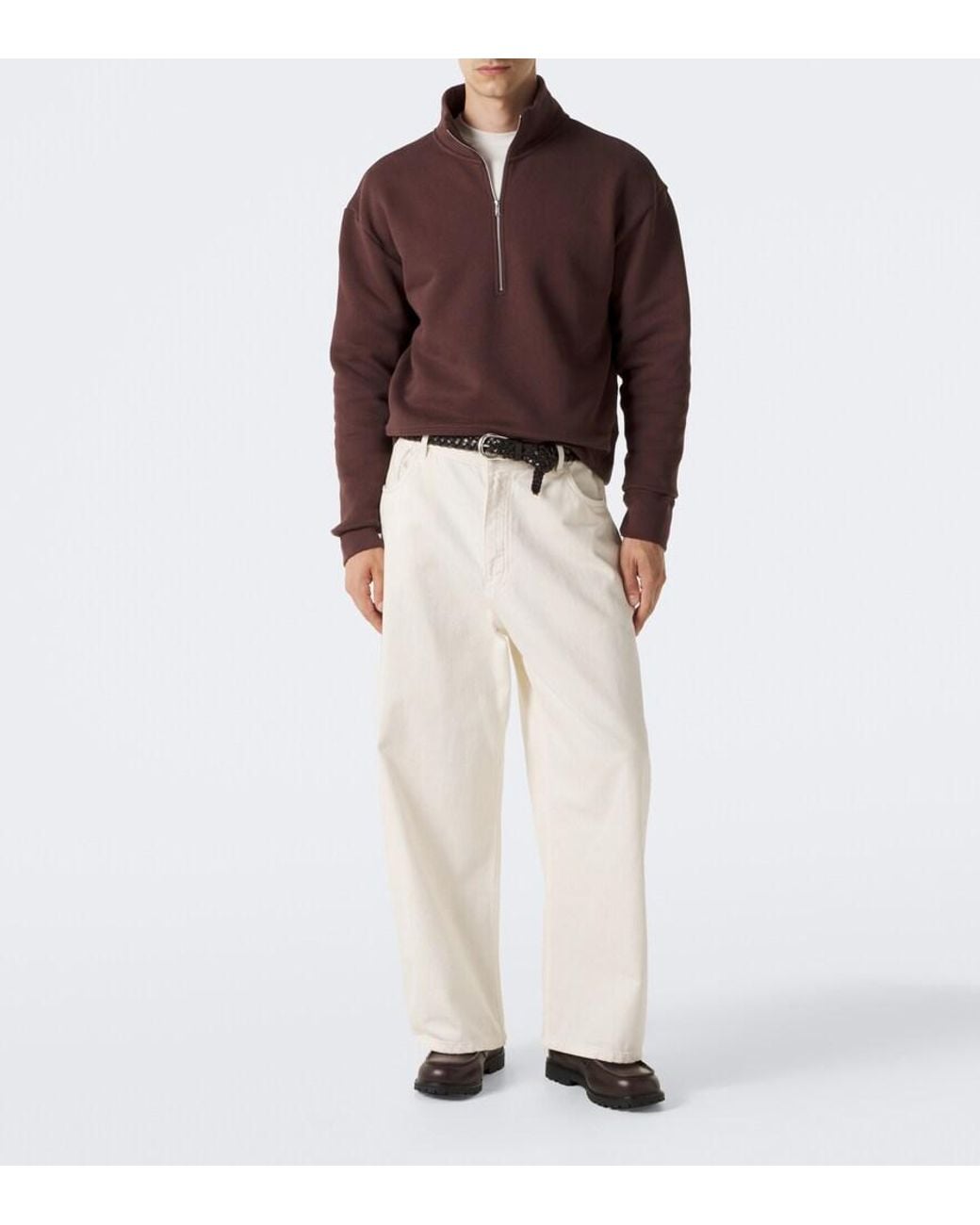 Studio Nicholson Purple Cotton Jersey Half-Zip Sweatshirt for men