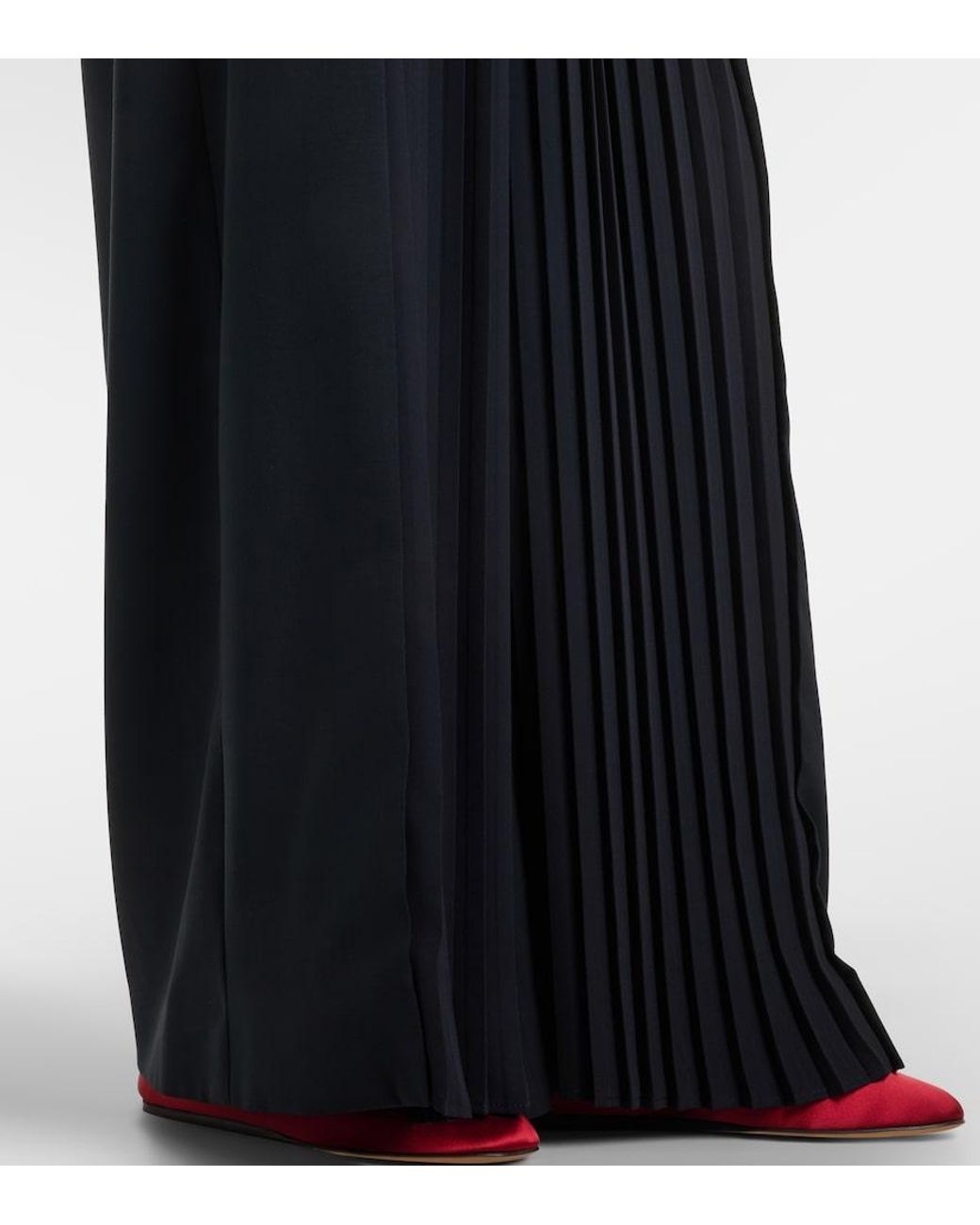Max Mara Blue Pleated Virgin Wool Wide-Leg Pants