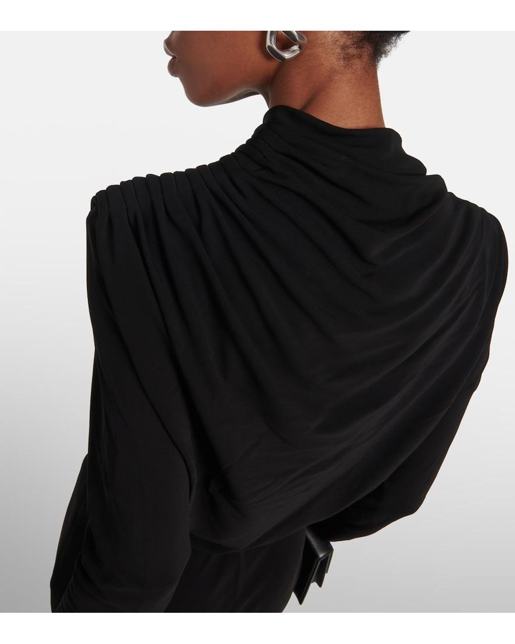 FFORME Black Joy Pleated Jersey Maxi Dress