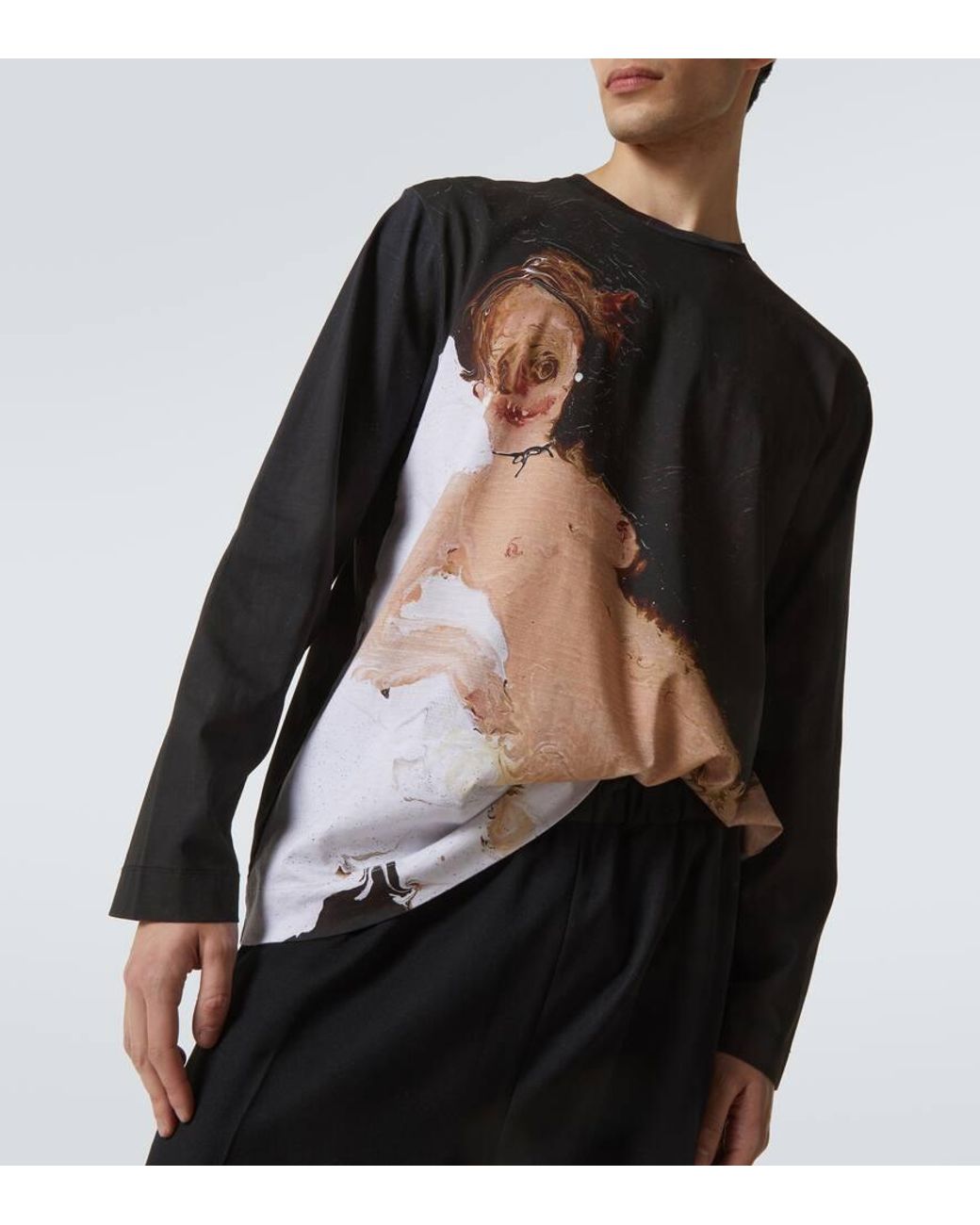 Simone Rocha Olympia Printed Cotton Jersey T-Shirt in Black for