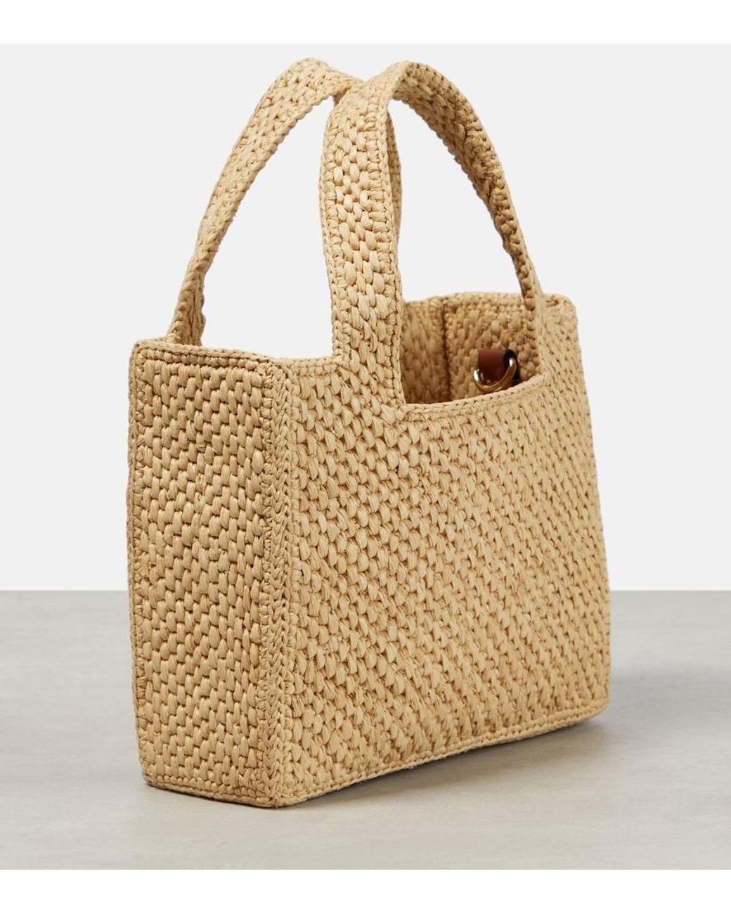 Loewe Metallic Paula's Ibiza Logo Raffia Top-Handle Bag