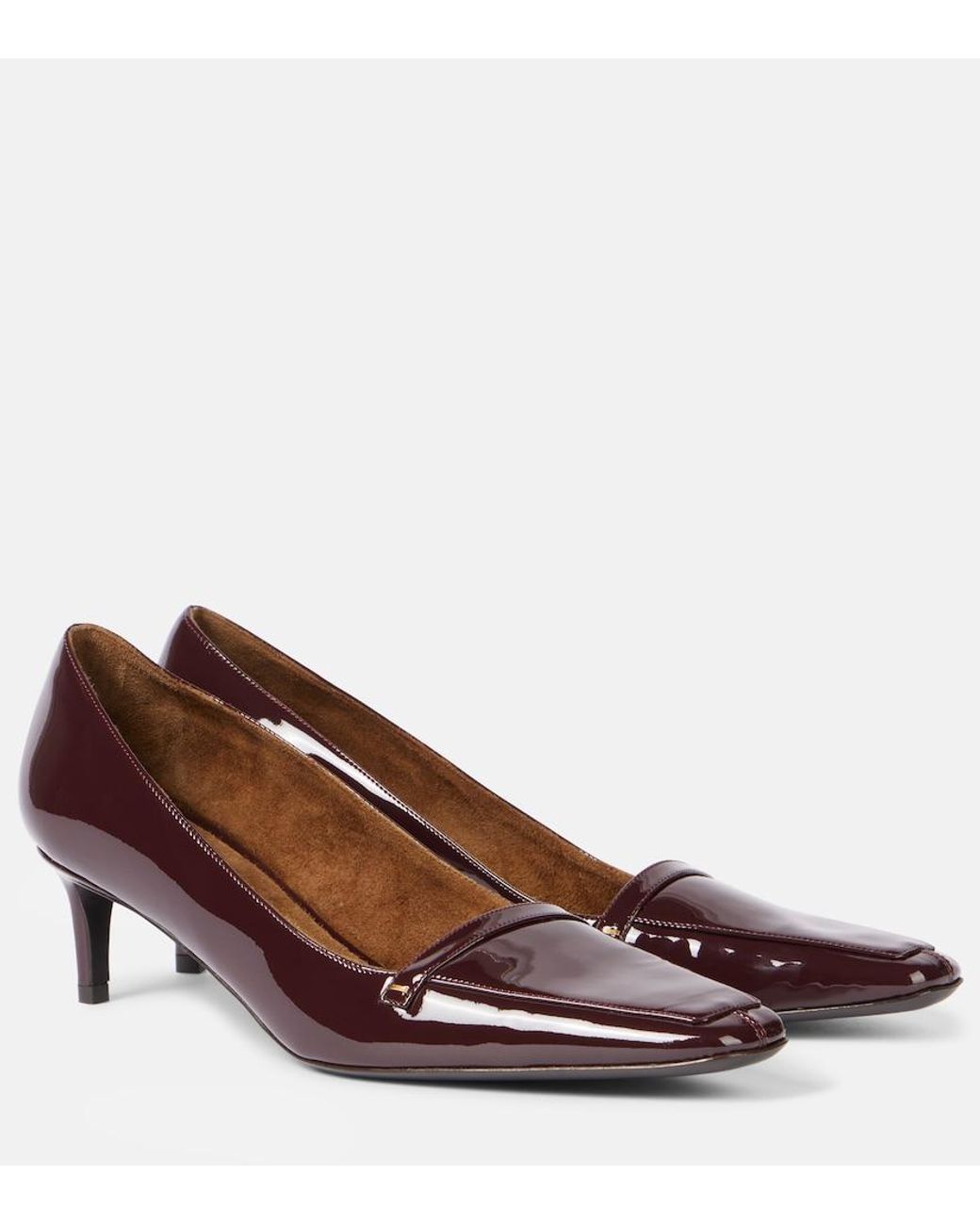 Khaite Brown Celia 50 Patent Leather Pumps