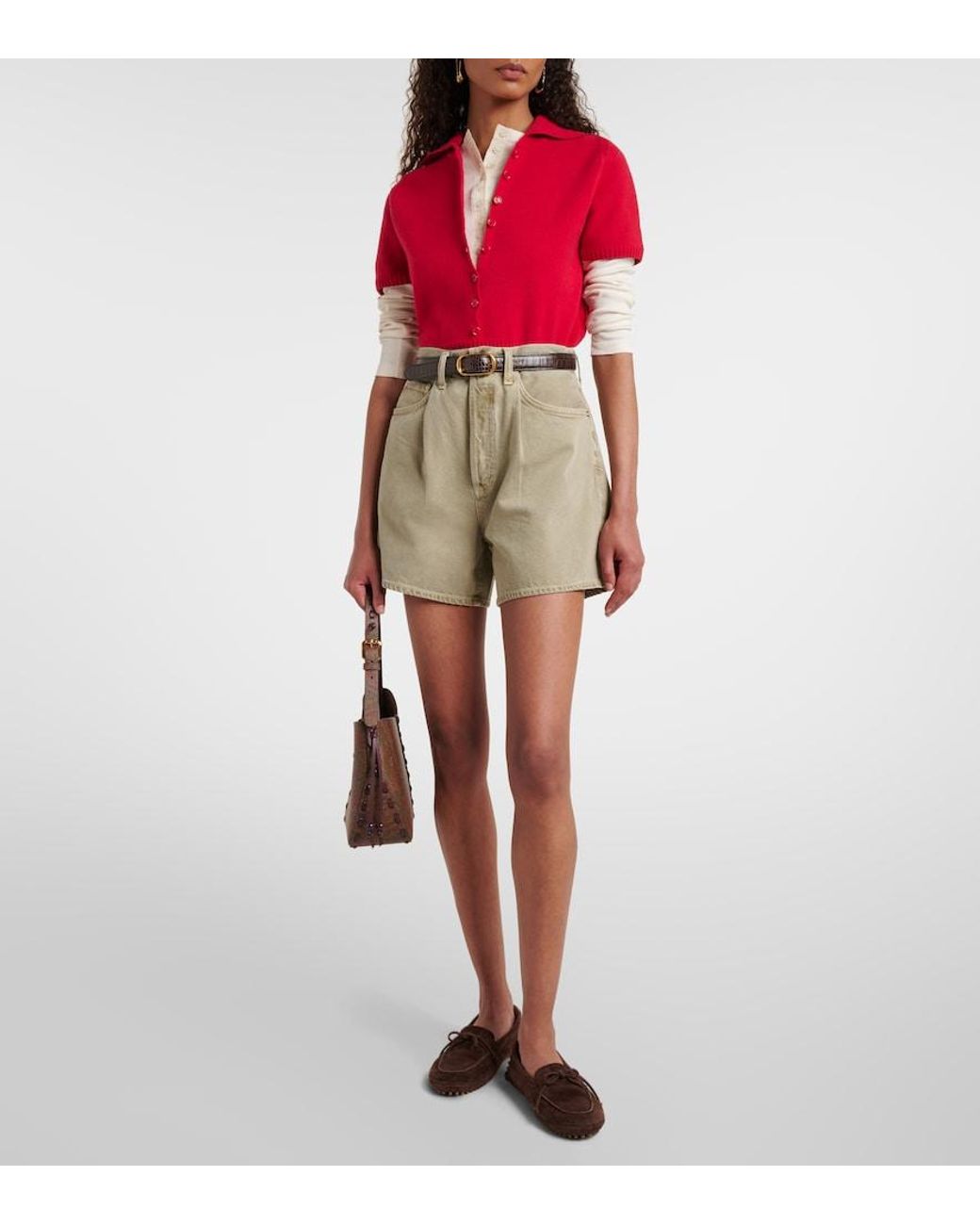 Agolde Natural Rhoda High-Rise Denim Shorts