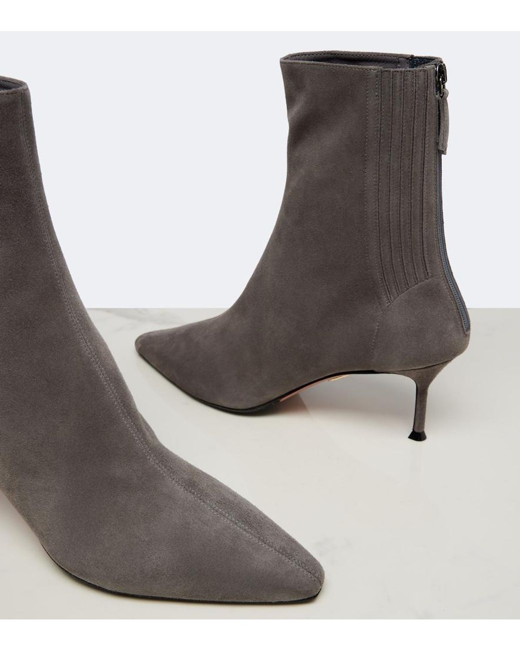 Aquazzura Gray Saint Honore Suede Ankle Boots