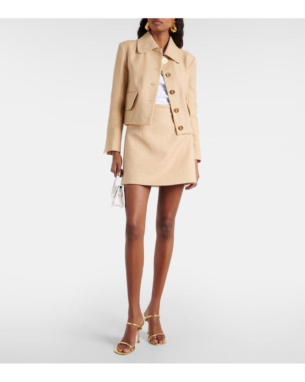 Patou Natural High-Rise Cotton-Blend Tweed Miniskirt