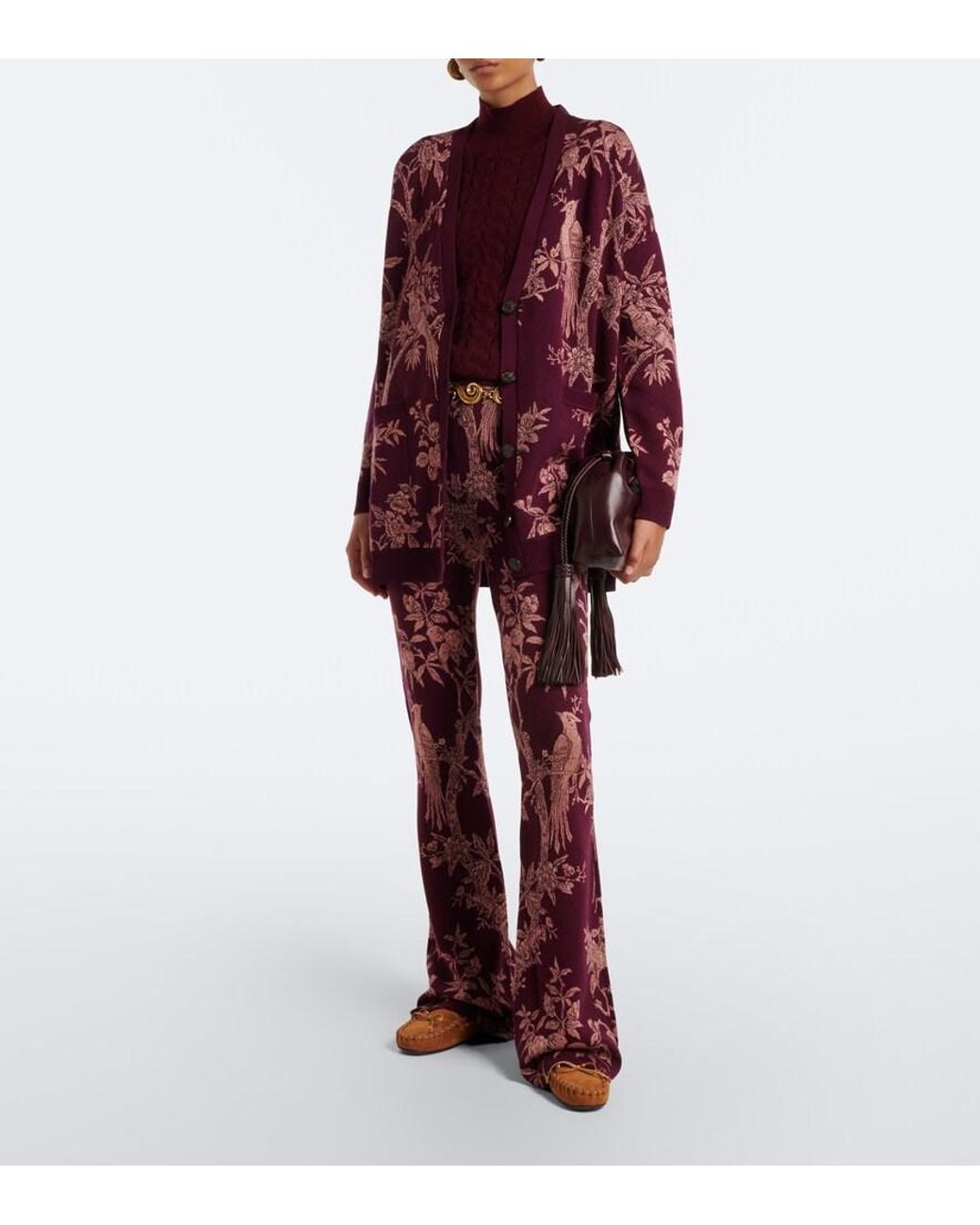 Etro Wool-Blend Jacquard Flared Pants